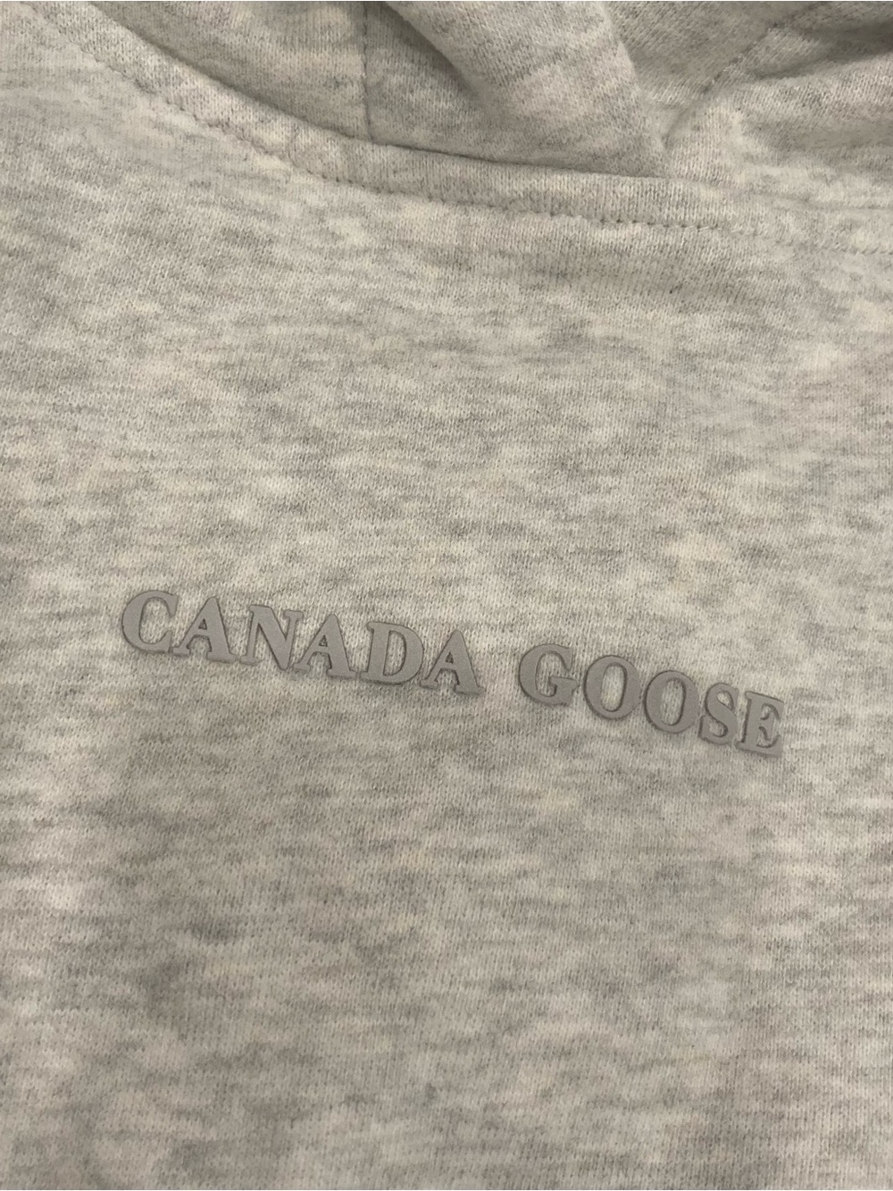 Canada Goose Light Heather Gray Pullover Hoodie with Raised Logo - Picture 3 of 5